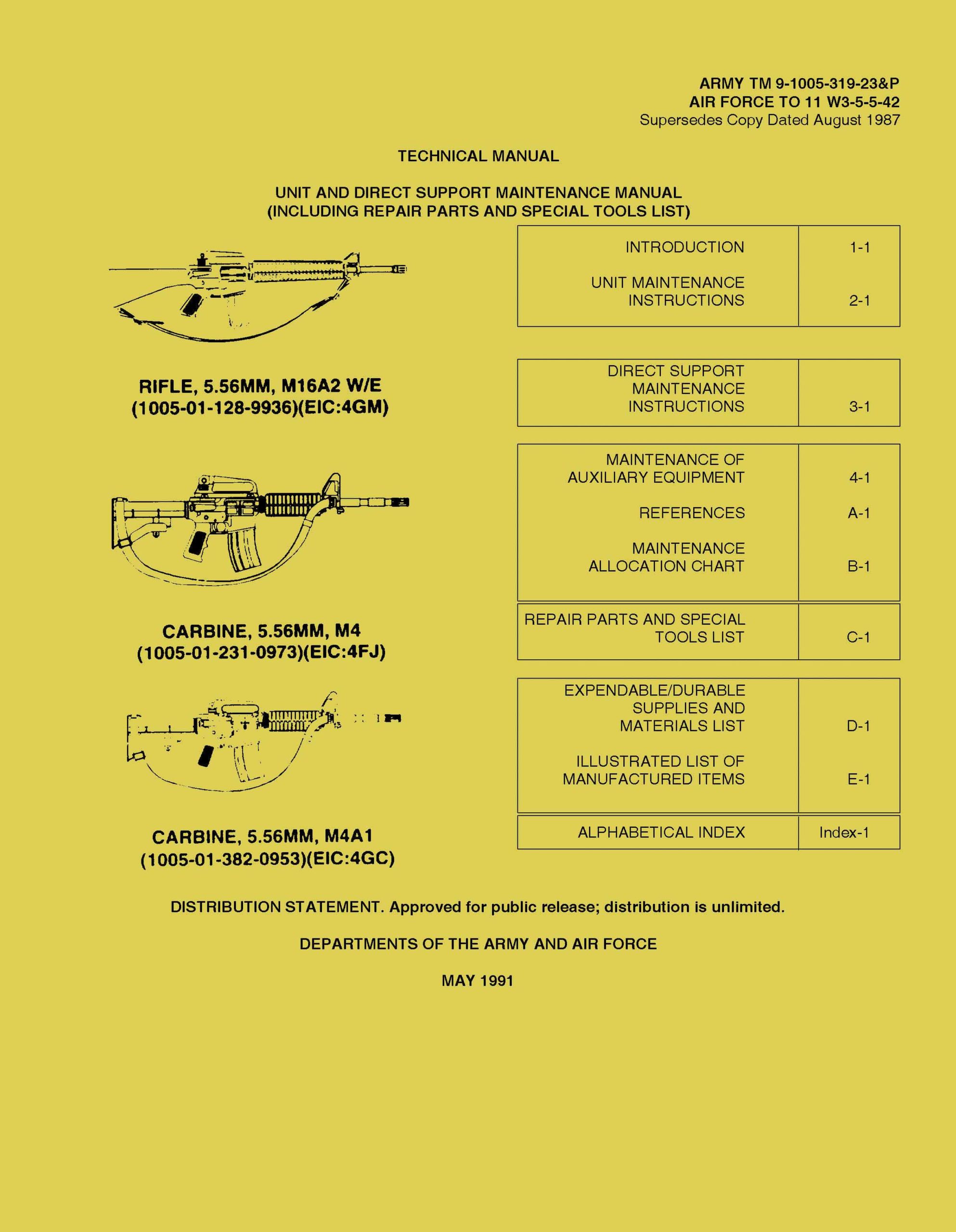 M-16 US Army manual M16A2 W/E and Carbine Technical manual - GB-img-0
