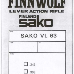 Sako Finnwolf Lever Action Rifle Operations manual