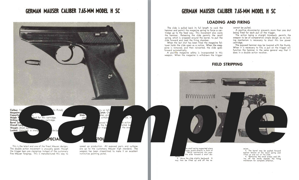 Mauser (German) Caliber 7.65 Model H SC Manual - GB-img-0