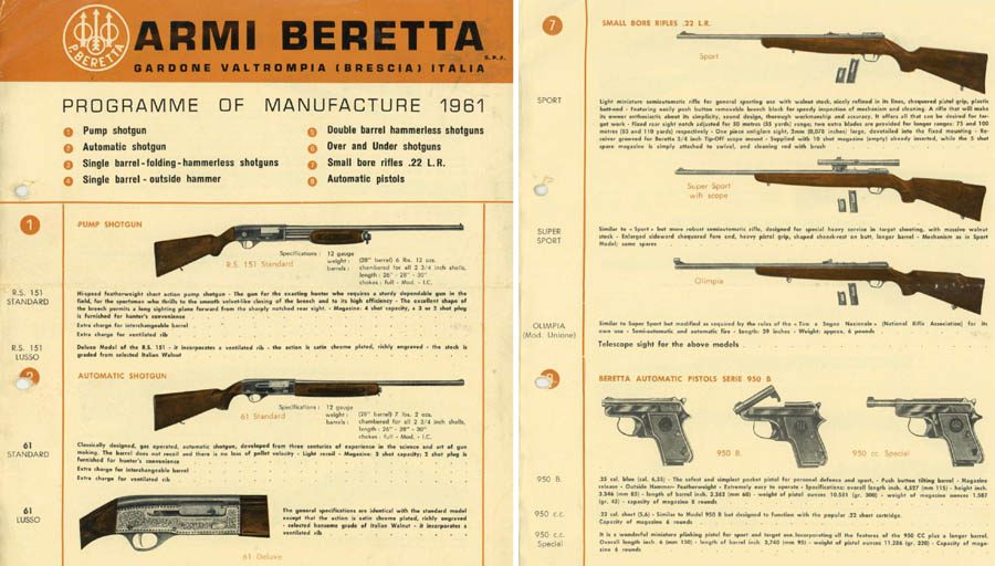 Beretta 1961 Gun, Rifle and Pistol Catalog - GB-img-0