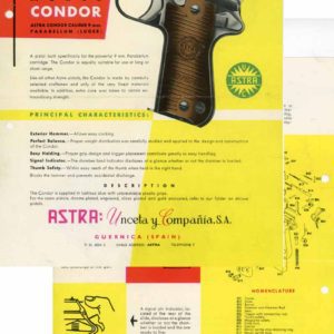 Astra Condor 1964 Circa Model 9mm Pistol Flyer/Manual