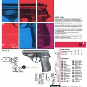 Astra Constable 1971 Circa Model Pistol Flyer/Manual