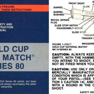 Colt 1983 Gold Cup National Match MK IVSeries 80 Manual