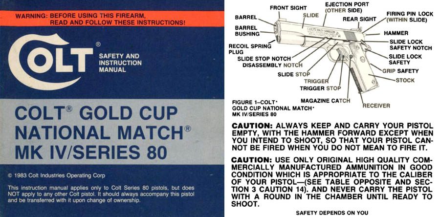 Colt 1983 Gold Cup National Match MK IVSeries 80 Manual - GB-img-0