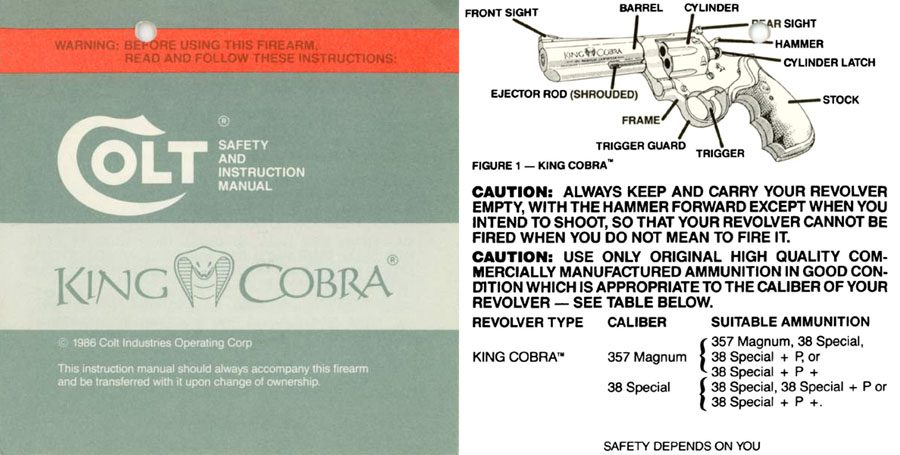 Colt 1986 King Cobra Manual - GB-img-0
