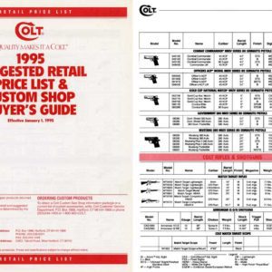 Colt 1995 Retail Prices and Custom Shop Buyer's Guide