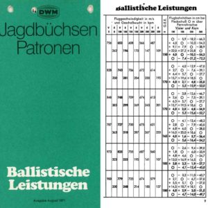 DWM 1971 Jagdbuchsen Patronen Ballistische Leistungen Katalog