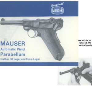 Mauser 1971 Circa Luger Auto Pistol Parabellum Manual