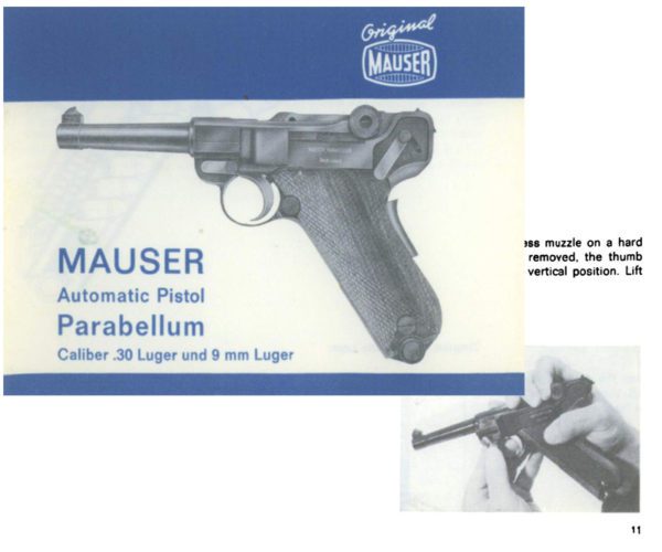 Mauser 1971 Circa Luger Auto Pistol Parabellum Manual