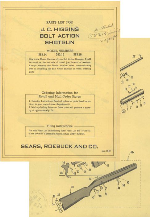 Sears - JC Higgins 1949 Bolt Action Shotgun Manual - GB-img-0
