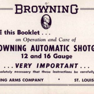 Browning 1950c Automatic Shotgun Owner's Manual