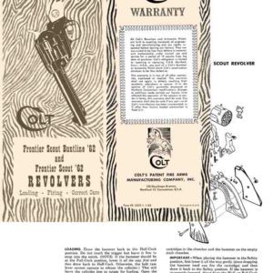 Colt Frontier Scout 62 Single Action Revolvers Safety Instruction Manual