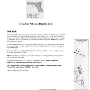 Glock Models 17 17L 19 20 21 22 23 24 Instruction Manual