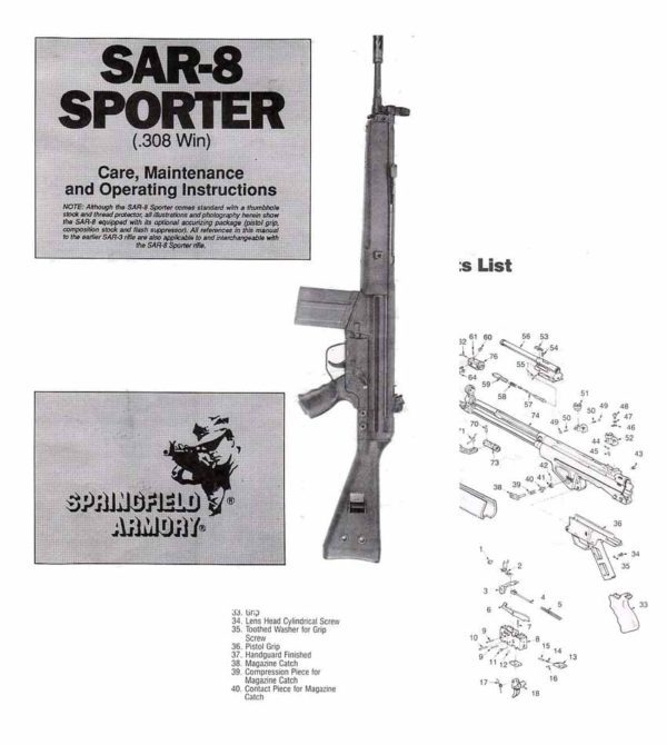 Springfield SAR8 Sportster .308 Safety & Instruction Manual