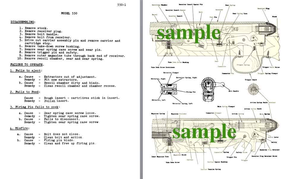 thumbnail image 2 of Remington 550-1 Rifle Field Service Manual – 10 Pages Of Original Factory Specs (Model #R106) 2 of 5