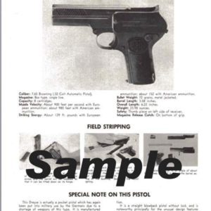 Dreyse (German) 7.65mm Automatic Pistol Field Stripping