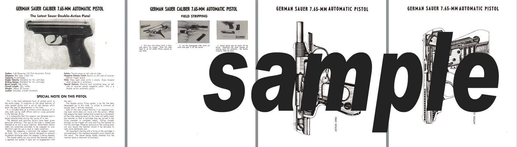 Sauer (German) Caliber 7.65mm Automatic Pistol Manual - GB-img-0
