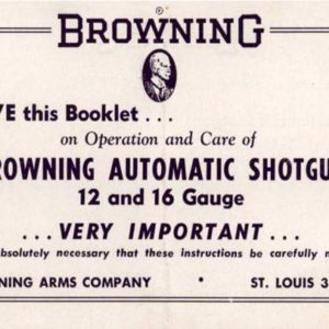 Browning 1950c (circa) Automatic Shotgun Manual