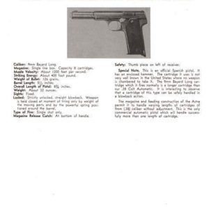 Astra- Spanish 9mm Long Model 400 Automatic Pistol Description