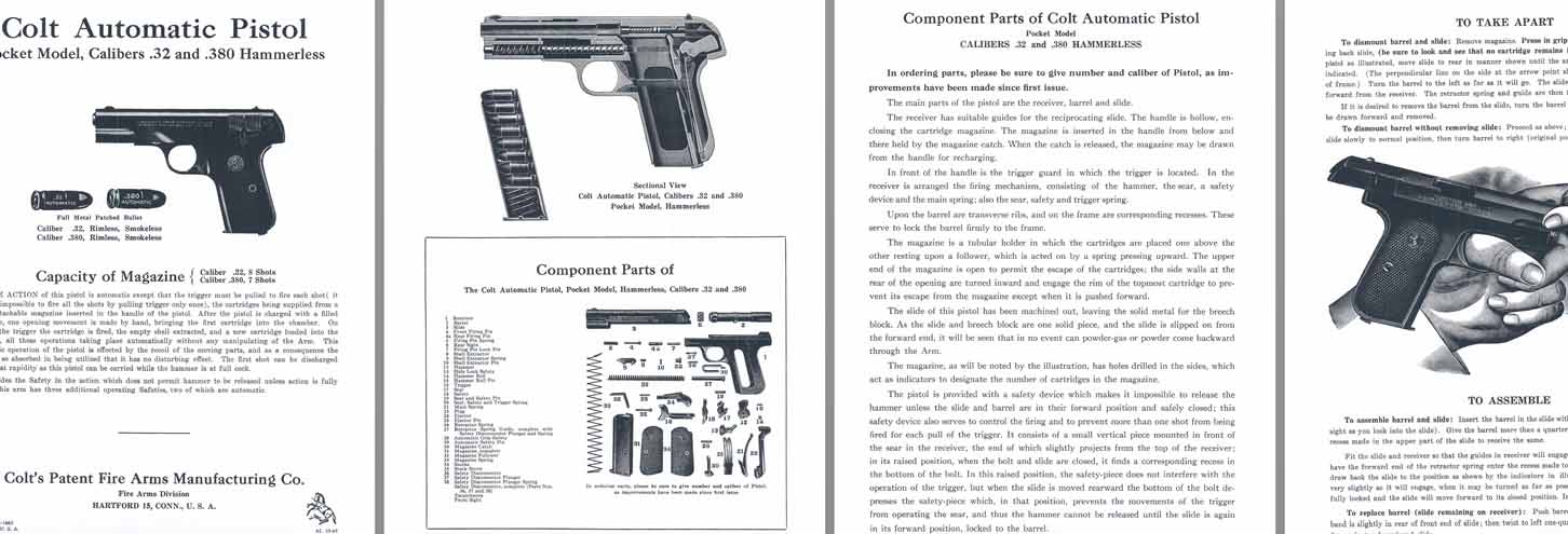 Colt M1903 .32 & M1908 .380 Pocket Automatic Pistols Manual - GB-img-0