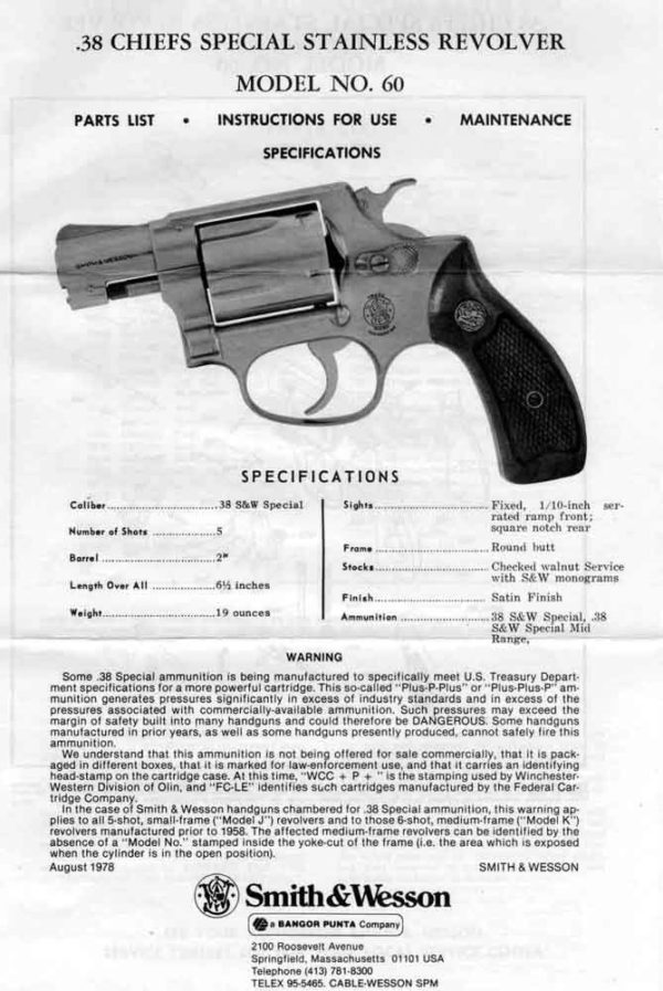 Smith & Wesson Model 60 Owner's Manual