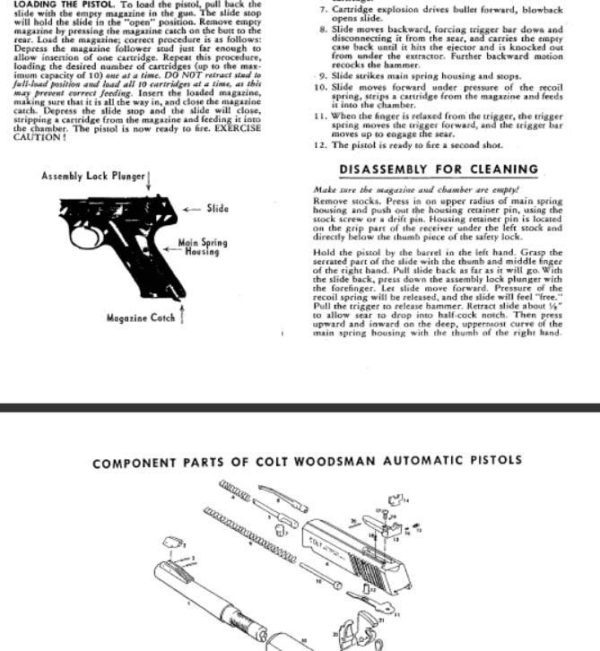 Colt 1965 Woodsman Manual (with Exploded View)