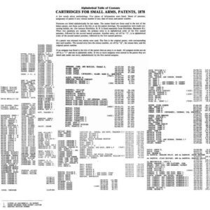 Cartridges for Small Arms 1848-1878 Patent INDEX ONLY