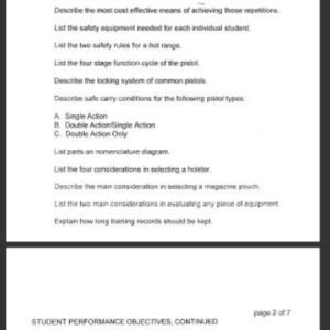 Smith & Wesson Academy 1997 Course Syllabus