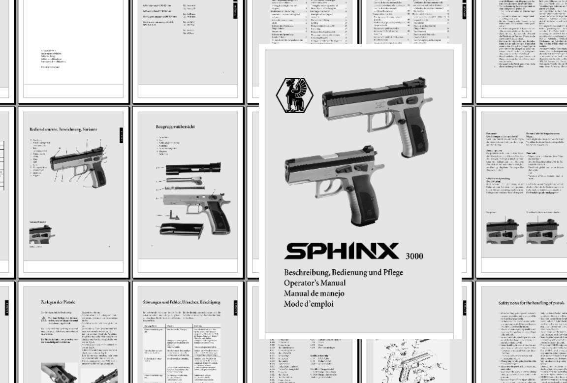 Sphinx 3000 Pistol Manual- English, French, Spanish, German - GB-img-0
