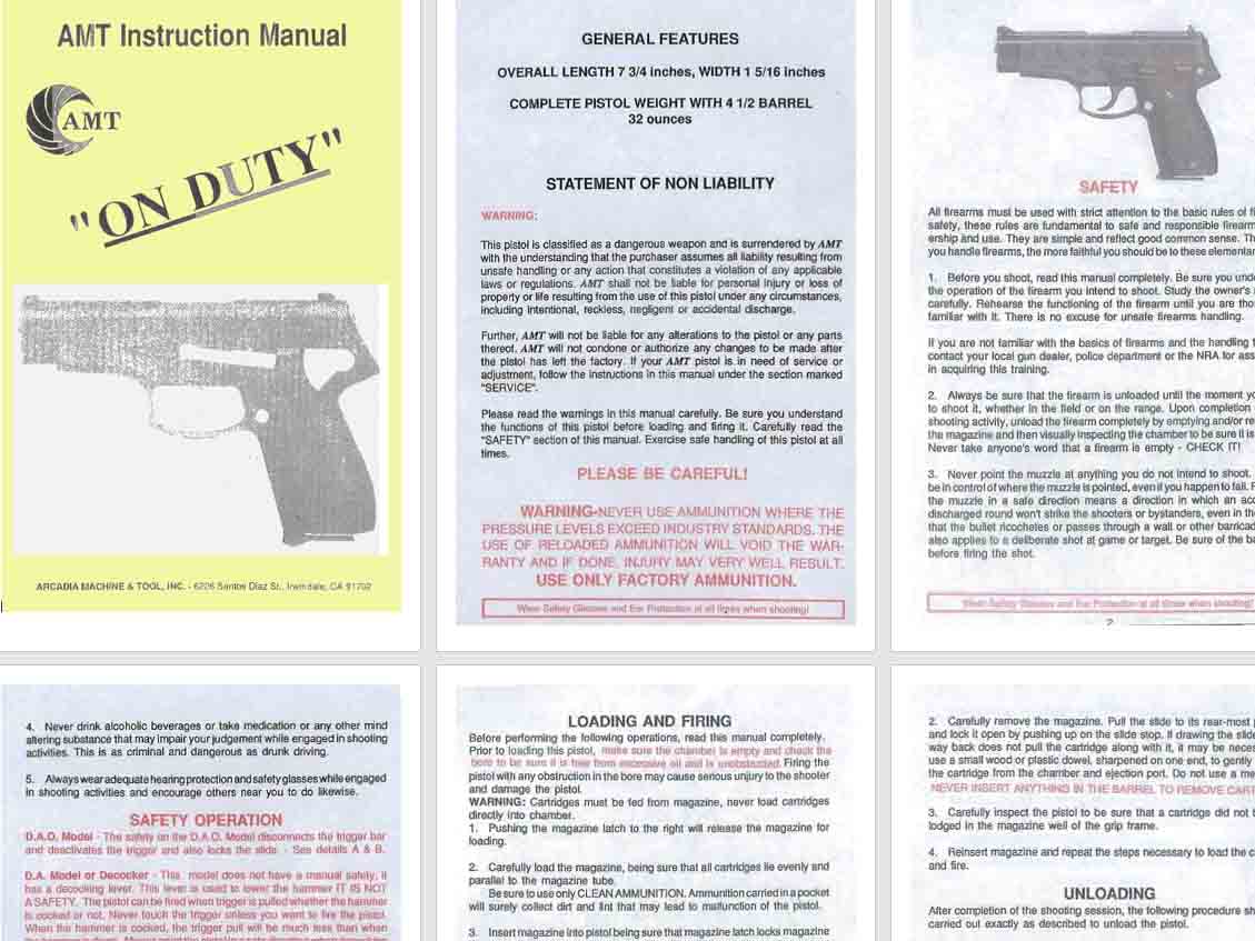 AMT On Duty Auto Pistol Manual - GB-img-0