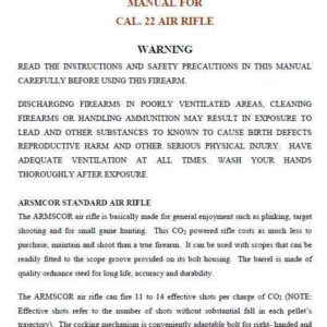 Armscor .22 Air Rifle Manual