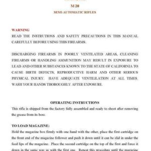 Armscor 20 Semi-Automatic Rifles Manual