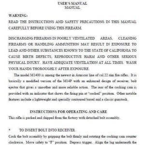 Armscor M1400 .22 Rifle Manual