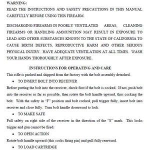 Armscor M1400ts .22 Rifle Manual