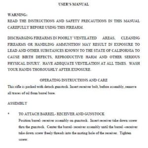 Armscor M1500 .22mrf Rifle Manual