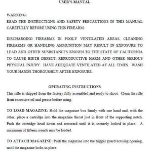 Armscor M16 - M1600r .22 Semi-Auto Rifle Manual