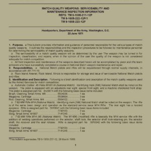 M1911A1 Match Quality Weapons Maint Inspection Info 1971 TB 9-1000-237-12