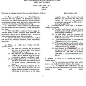 M1 Rifle Cleaning Match Quality Weapons TB 9-1005-226-12