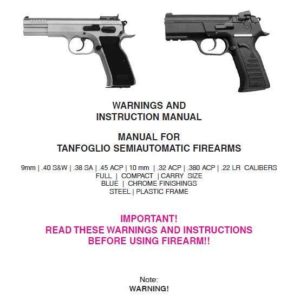 Tanfoglio Semi-Auto Pistols (all models) 2005 Manual