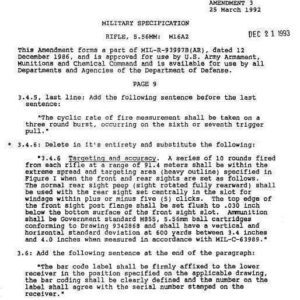 M16A2 US Army 1993 Specifications Amended to 4