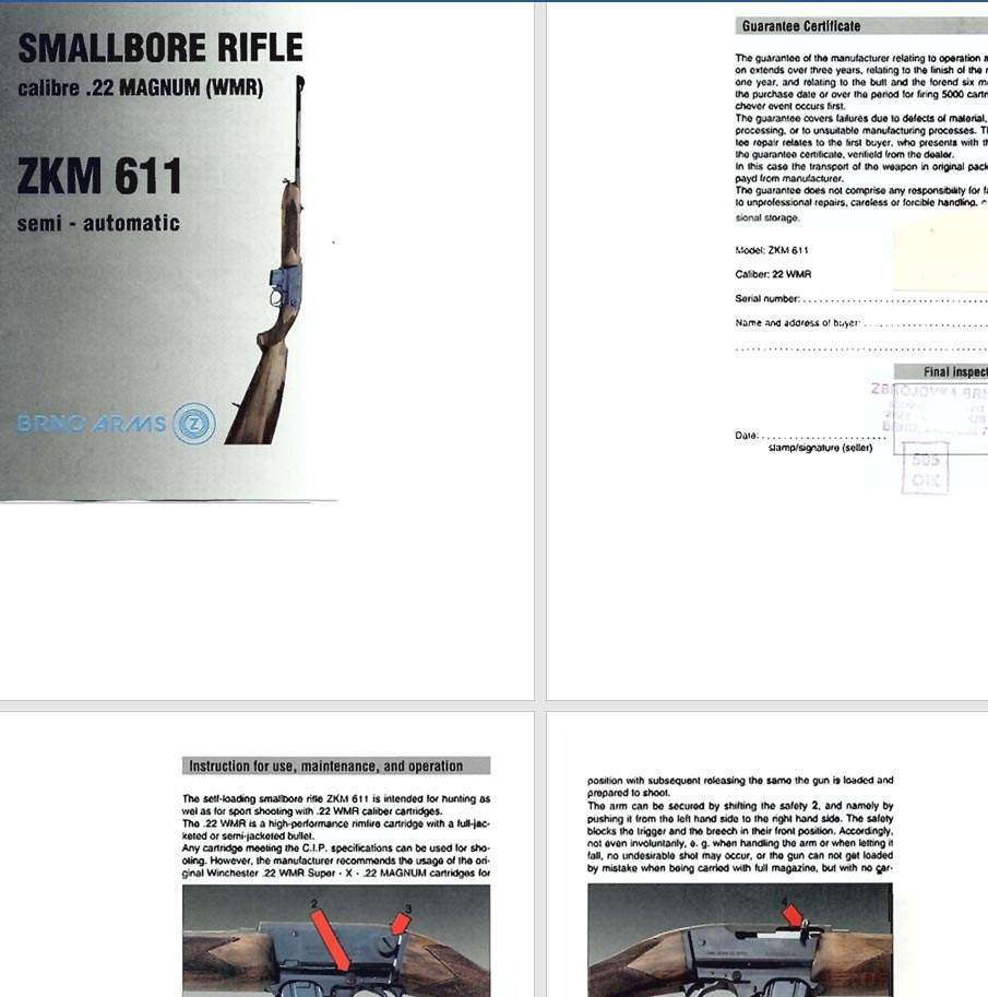 BRNO ZKM 611 .22 Mag Semi-Auto Rifle Manual - GB-img-0