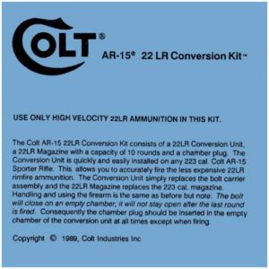 Colt 1989 AR-15 .22LR Conversion Manual