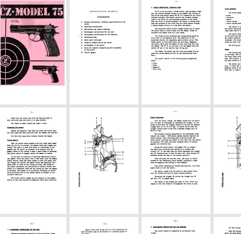 CZ 75 9mm (Para, Luger) Pistol Armourer Manual - GB-img-0