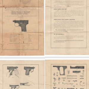Webley & Scott 1912 circa Automatic Pistol (Hammerless) Cal .25 or 6.35 Owner Manual