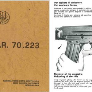 Beretta AR70/.223 Assault Rifle AR, SC, LMG Manual
