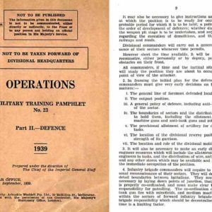 Military Training Pamphlet No. 23 Operations - Defense 1939- Manual