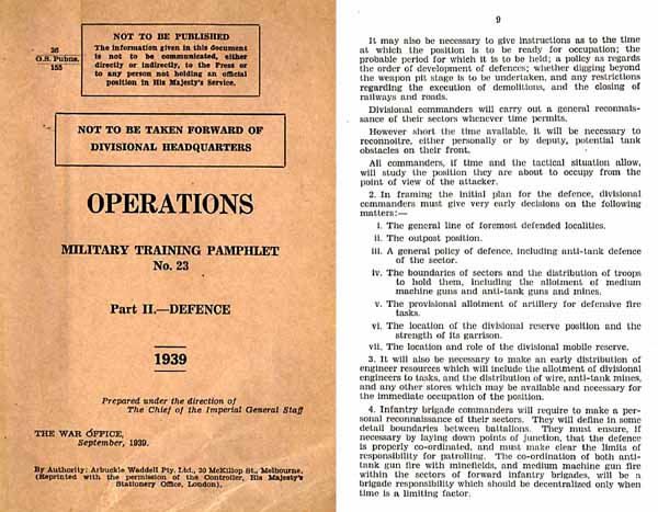 Military Training Pamphlet No. 23 Operations Defense 1939- Manual - GB-img-0