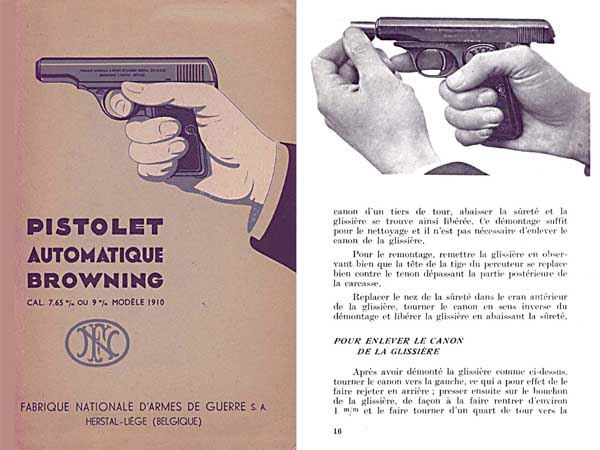 Browning 1910 FN Model 9mm/7.65mm Pistol (Fr) -Manual - GB-img-0