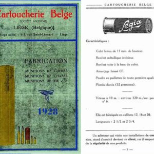 Cartoucherie Belge 1928 Gun Ammunition Catalog