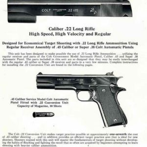 Colt 1948 Fire Arms .45 auto to .22 auto Conversion Manuals